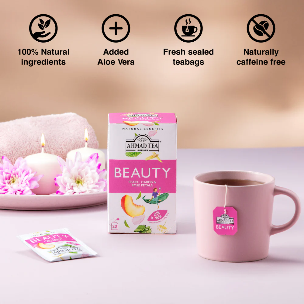 Peach, Carob & Rose Petals "Beauty" Infusion - Teabags - Image 3